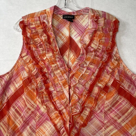 🚨10 / $20 🚨 Lane Bryant Women’s 18/20 Ruffle Neck Sleeveless Blouse Top - Picture 3 of 12